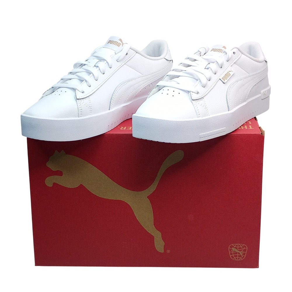 Puma Court Sneaker Women Size 10 White Leather Gold Logo Shoes